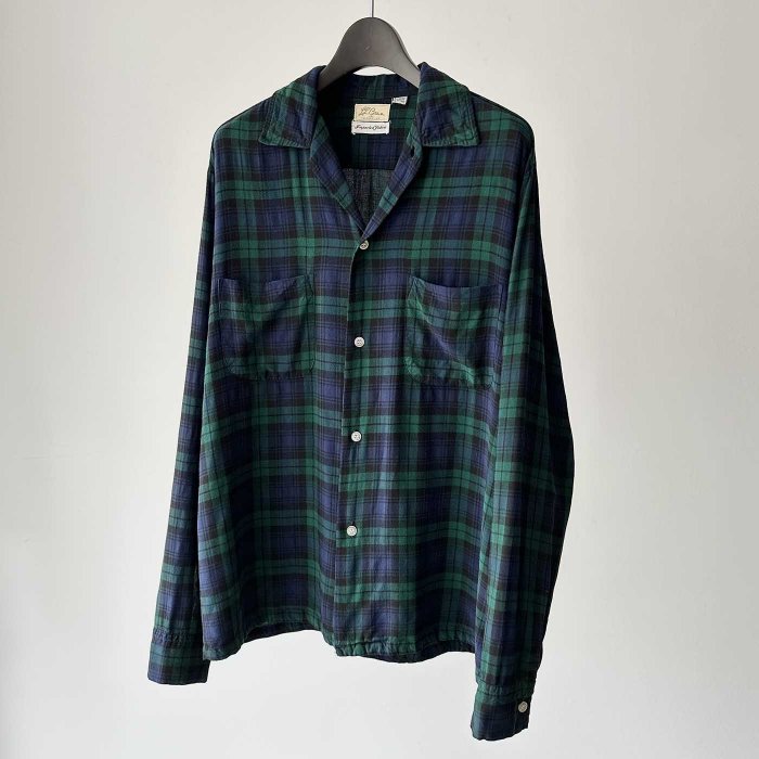 L.L.BEAN PLAID BOX RAYON SHIRT