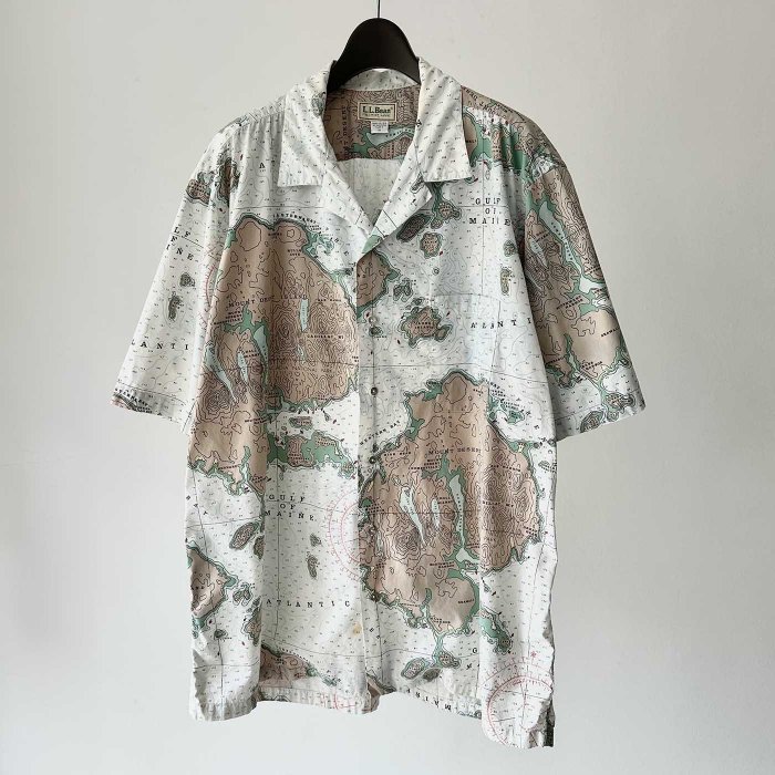 L.L.BEAN MAP PATTERN S/S SHIRT