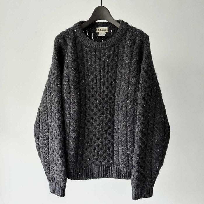 L.L.BEAN FISHERMAN WOOL SWEATER with COLOR-NEP(GOOD CONDITION)