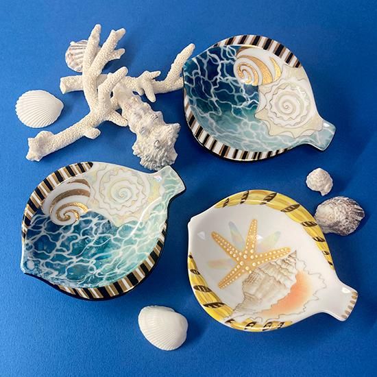 ウツワトエツケギャラリーショップ｜青いラスター彩・貝殻｜渡辺由起