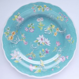 【ギャラリー】野の花と蝶 白磁丸皿・ガラス丸深皿