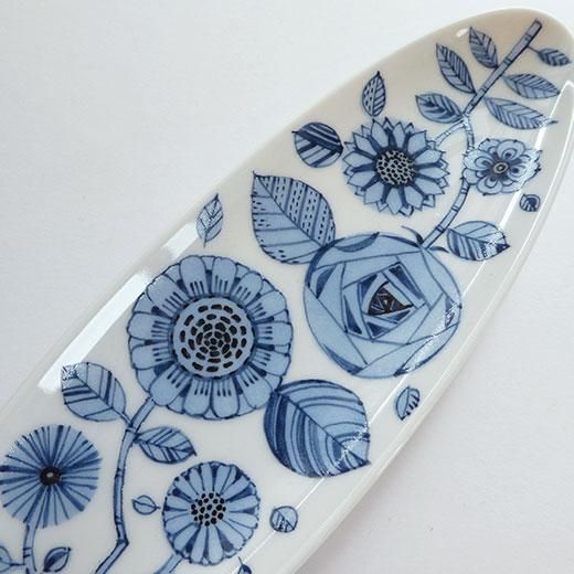 ギャラリー】北欧花柄 細楕円皿 - ウツワトエツケ ギャラリー