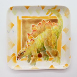 【ギャラリー】釉彩恐竜小皿 〜ステゴサウルス〜