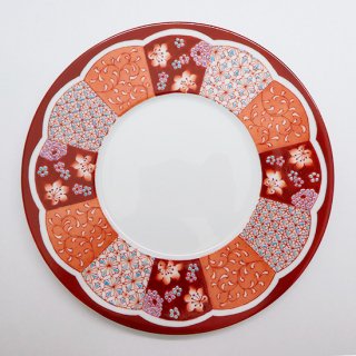 【ギャラリー】赤絵花と小紋デザートプレート
