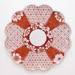 【ギャラリー】赤絵金彩花と小紋菊皿21cm