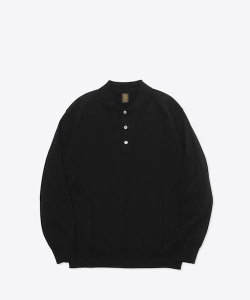 Batoner Knit Polo Black long sleeve | www.carmenundmelanie.at