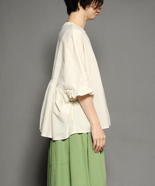 美品 Veritecoeur 2way コットンリネン フリルスリーブ ブラウス 美品 Veritecoeur 2way コットンリネン フリルスリーブ ブラウス