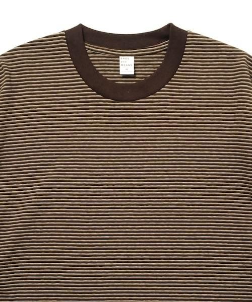 ENDS and MEANS ストライプ 長袖カットソー ENDS and MEANS】 Horizontal Striped LS TEE - Brown -