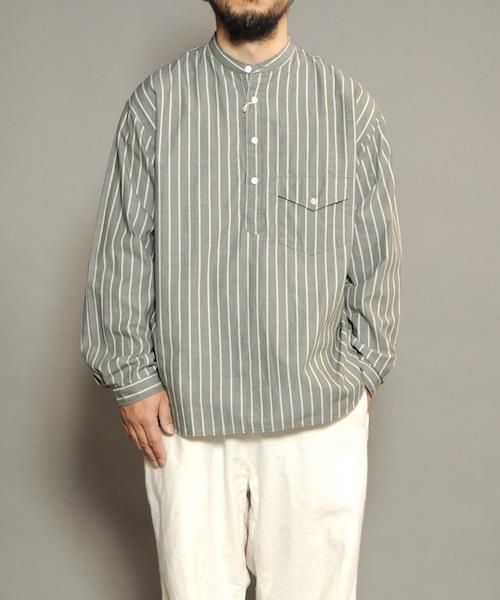 トップス ENDS and MEANS / PULLOVER SHIRTS ENDS and MEANS / PULLOVER BAND COLLAR SHIRTS エンズアンド