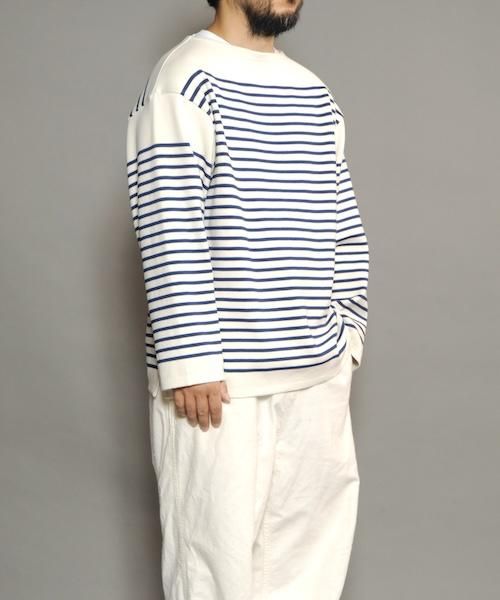 Outil ネイビー/ホワイトストライプ ボートネックカットソー　サイズ:2 Outil ネイビー/ホワイトストライプ ボートネックカットソー