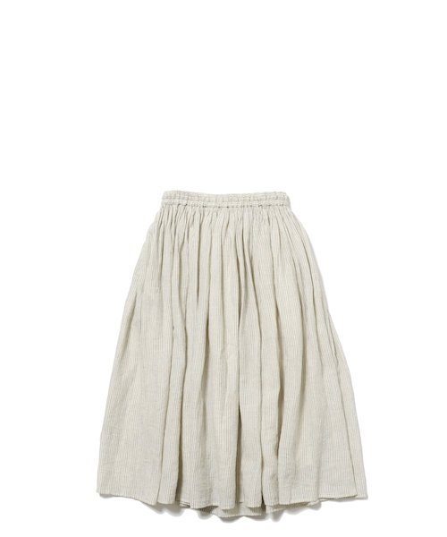 SOIL ソイル / WOOL-LINEN SMALL CHECK & STRIPE GATHERED SKIRT