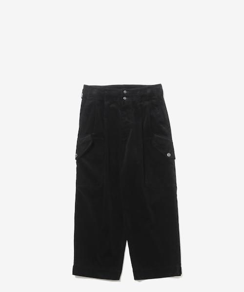 OLDMAN'STAILOR ブラックパンツ P-POST Lightweight pants in wrinkled nylon｜ブラック｜メンズ