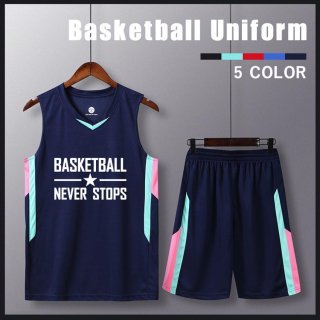 バスケ ユニフォーム カスタム 大人用 子供用 袖なし 上下 セット 5色 団体注文可能 １枚からできます！