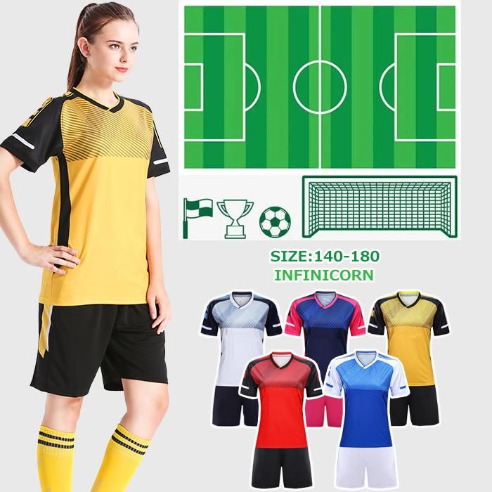 サッカーウェア 上下 上下セット ジュニア メンズ 女の子 おしゃれ サッカーユニフォーム かっこいい オリジナル デザイン サイズ140-180cm  5カラー 1枚からok！ -