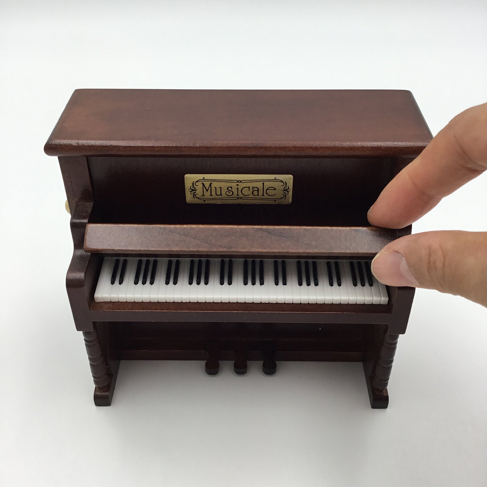 レトロ ピアノ オルゴール(ムーンリバー) 木製 ジュエリー