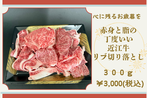 <img class='new_mark_img1' src='https://img.shop-pro.jp/img/new/icons15.gif' style='border:none;display:inline;margin:0px;padding:0px;width:auto;' />赤身と脂の丁度いい近江牛リブ切り落とし 300g