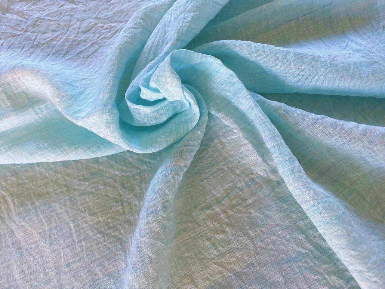 遠州の麻　リネン × ラミーTOP染め　ブルー（2.8m）