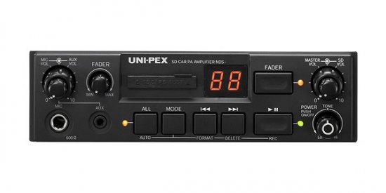 ユニペックス【UNI-PEX】 　ＳＤレコーダー付車載アンプ 20W　NDS-202A（マイク付き） - 音響機器・監視機器・無線機のヨコプロ