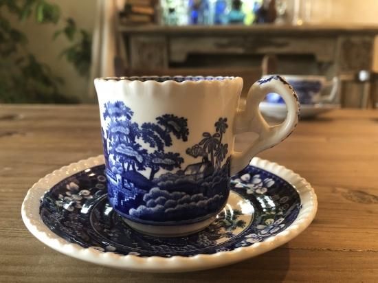 ✨スポード✨Spode ブルーイタリアン デミタスカップ&ソーサー 2客 レトロ-