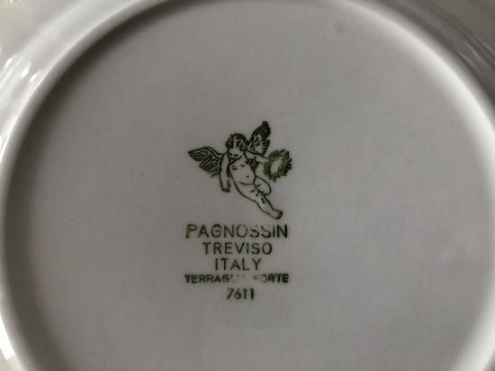 イタリアヴィンテージ/パニョシン（PAGNOSSIN）ハンドペインティングの花の平皿/195x195xH20mm/管理番号C3266 -  slowtime ブロカント＆アンティークショップ