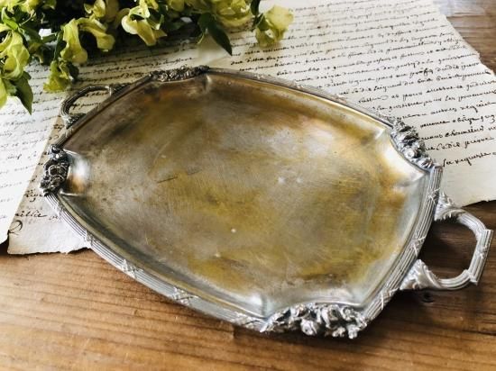 フランス ハンドペイント OVトレイ ヴィンテージ 薔薇 鋳物