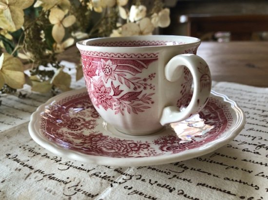 ドイツ/ビレロイ＆ボッホ(VILLEROY&BOCH)Bourgenland RED 花々のカップ＆ソーサー「A」/管理番号D1201 -  slowtime ブロカント＆アンティークショップ