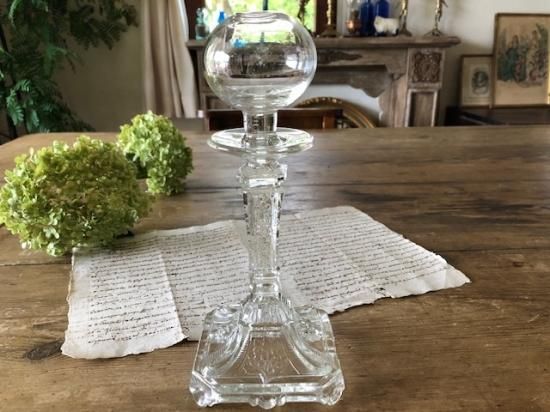 フランス製真鍮アンティークグラスランプ