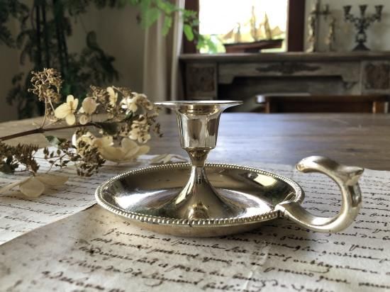 フランス/ゴールドがかったシルバー色のキャンドルホルダー/管理番号