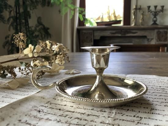 フランス/ゴールドがかったシルバー色のキャンドルホルダー/管理番号