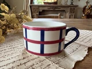 フランス/クレイユ・エ・モントロー窯HBCM/ベアルヌ(Be'arn)バスク柄のマグカップ「B」/管理番号F916/15