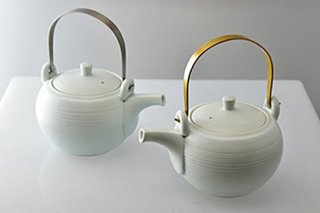 土瓶　急須（極みの茶器）千段　母の日　プレゼント　新茶　陶器　磁器　食器　茶器　メタルハンドル 美味しいお茶 　ステンレス
