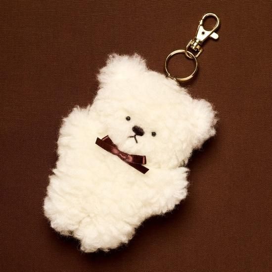 ハンドメイド テディベア バッグチャーム ストレートモヘア バター色 ハンドメイド テディベア バッグチャーム ストレートモヘア