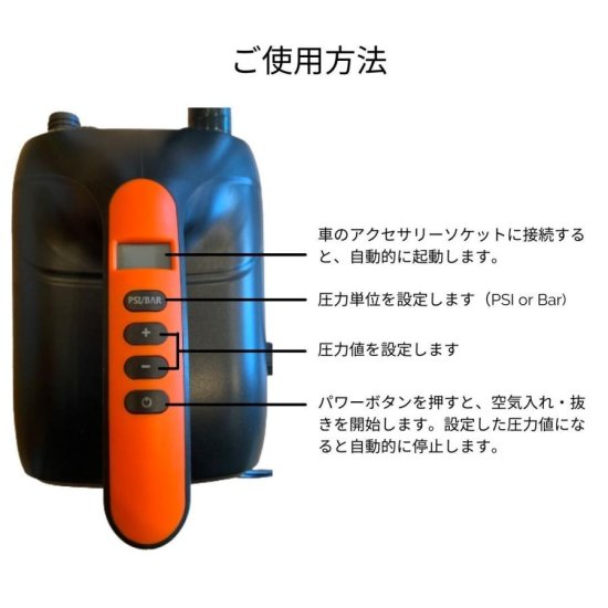 Intelligent DC Electric Air Pump 電動エアーポンプ SUP用 日本語取扱説明書付き 空気圧20PSI