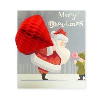 HONEYCOMB GREETING CARD "Santa and Child"