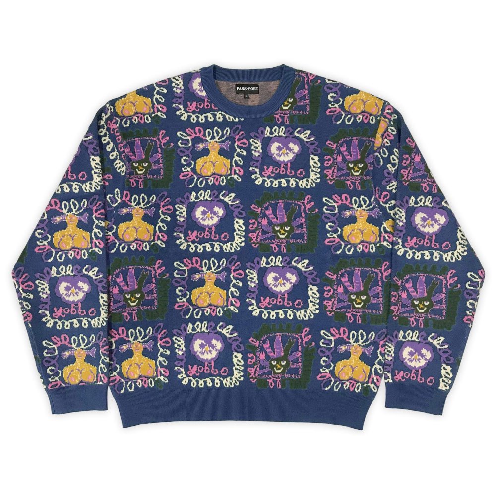 <img class='new_mark_img1' src='https://img.shop-pro.jp/img/new/icons5.gif' style='border:none;display:inline;margin:0px;padding:0px;width:auto;' />PASS~PORT(ѥݡ) Faces Knit Sweater  "Harbour Blue"