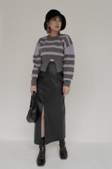 <img class='new_mark_img1' src='https://img.shop-pro.jp/img/new/icons20.gif' style='border:none;display:inline;margin:0px;padding:0px;width:auto;' />Eco leather I line skirt
