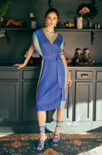 PLEATED BORDER ACCENT DRESS