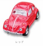 【レッド】 1/64 Volkswagen Type1 ビートル ダイキャストプルバックミニカー