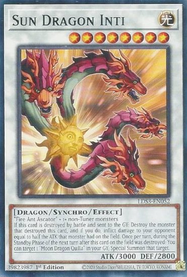 遊戯王 LDS3-EN052 太陽龍インティ Sun Dragon Inti (英語版 1st