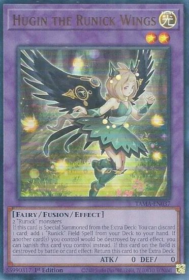 遊戯王 TAMA-EN037 神碑の翼フギン Hugin the Runick Wings (英語版