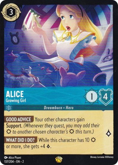 ディズニー ロルカナ 137/204・EN・２ Alice - Growing Girl (L レジェンド) Disney LORCANA -  REALiZE トレカ&ホビー