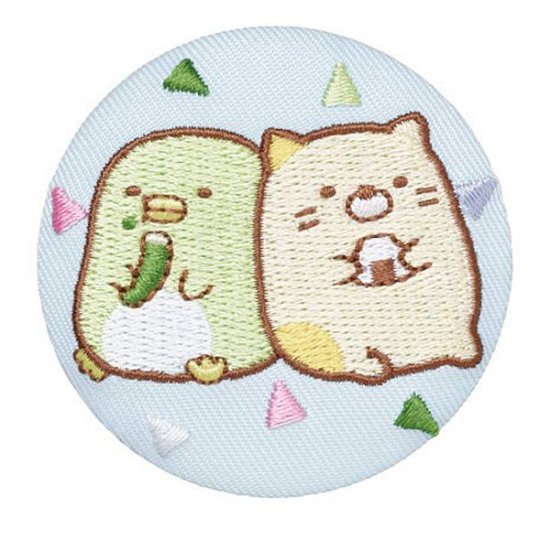 13.ねことぺんぎん？】 すみっコぐらし 刺繍缶バッジビスケット ※缶