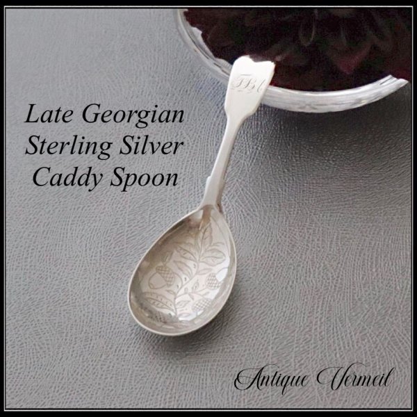 Late Georgian(WilliamIV) Sterling Silver Caddy Spoon Acorn 英国