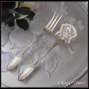 French Silver Serving Cutlery Set by Ravinet & d'Enfert   フランス・アンティークシルバー（銀950） サーヴィングカトラリー  2本セット　　