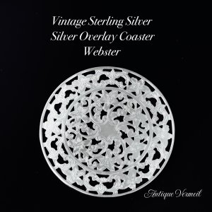 Sterling Silver Overlay Coaster by Webster Co.   スターリング・シルバー  フローラルモチーフ コースター　7.7cm（銀925）