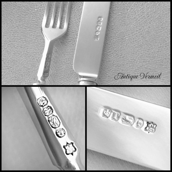 Victorian Sterling Silver MOP Knife & Fork 英国アンティークシルバー 白蝶貝デザートナイフ＆フォーク（銀925）Martin  Hall & Co Ltd - アンティークヴェルメイユ