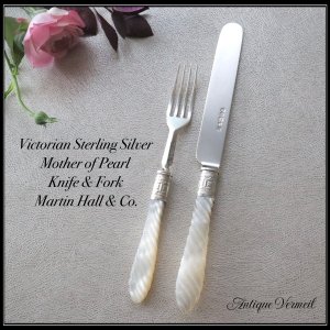 Victorian Sterling Silver MOP Knife & Fork ѹ񥢥ƥС  ĳǥȥʥաեʶ925Martin Hall & Co Ltd