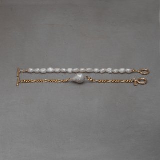 Big Baroque Pearl Bracelet Design Chain Set(GD)