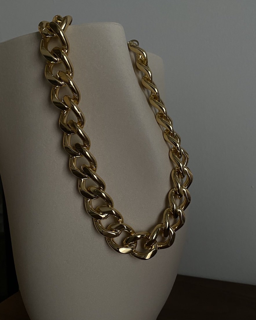 Big flat link Chain Necklace<br>(GD)