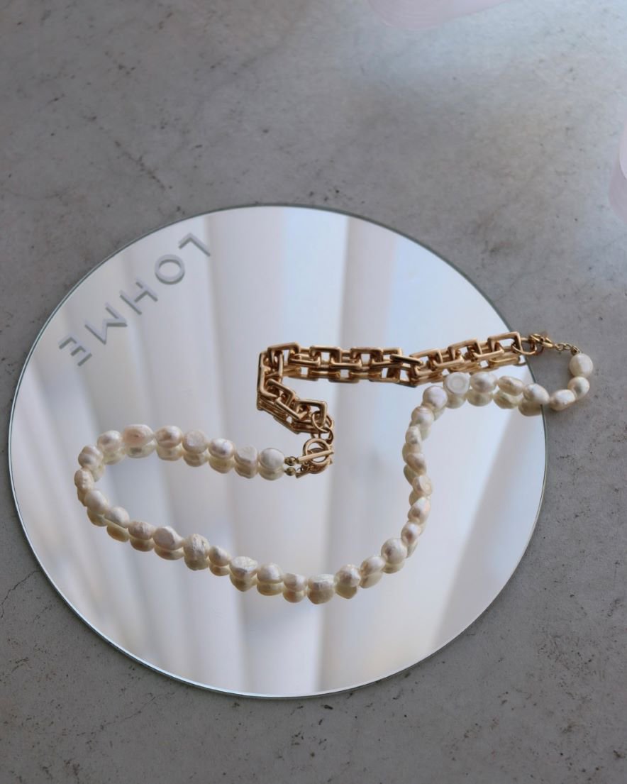 Pearl Mix Multi Necklace and Bracelet (GD/SV) - LOHME ONLINE STORE